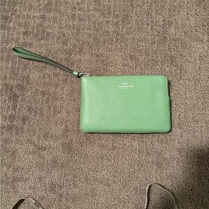 Coach Mint Green Leather Wristlet